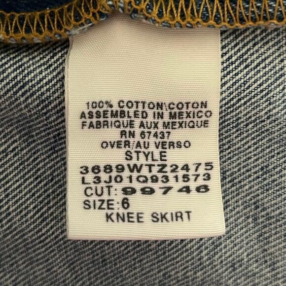 Vintage Polo Ralph Lauren Denim Skirt Knee Skirt Back Slit 90’s Mom Size 6 - Picture 9 of 9